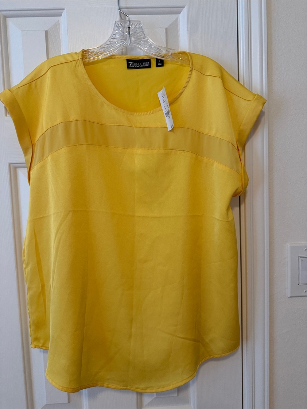 New York & Company Yellow Cap Sleeve Blouse